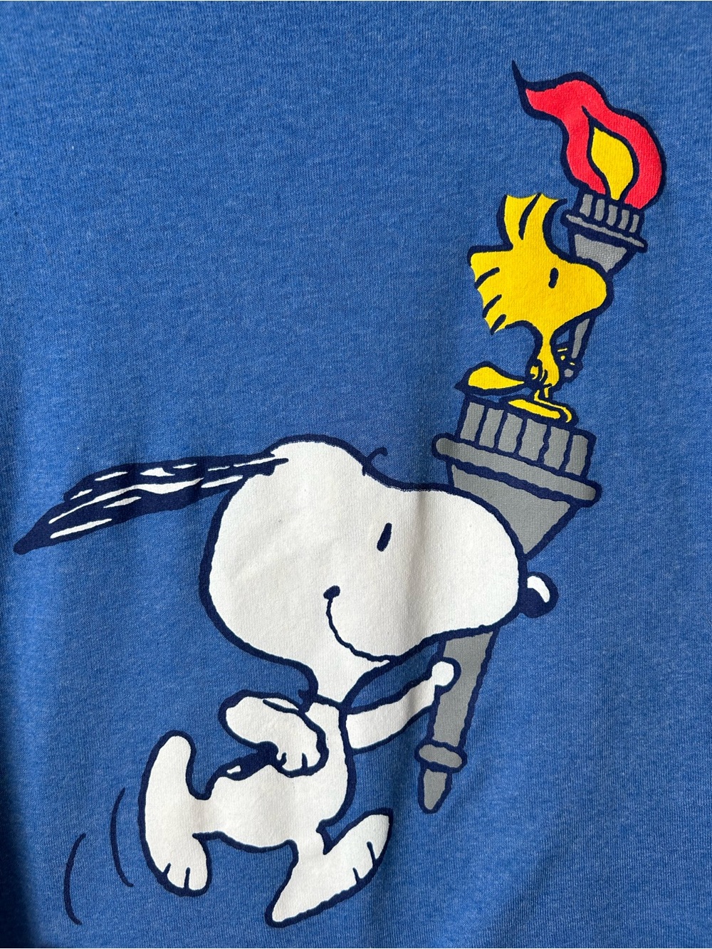 Peanuts Blue Snoopy & Woodstock Olympic Torch Graphic Tee - Picture 2 of 4